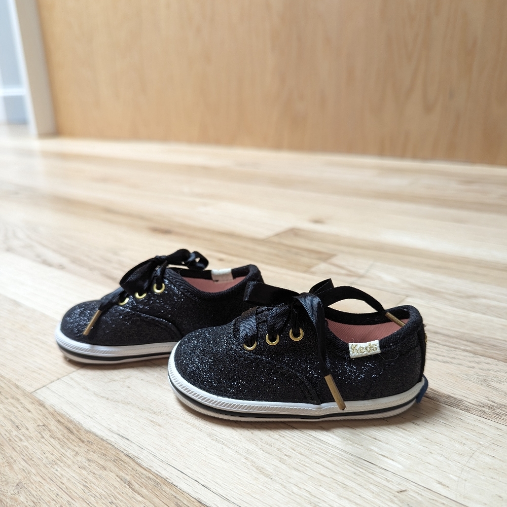 Kate Spade Keds black glitters size 2 baby shoe